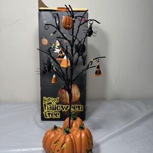 Vintage Lighted Halloween Tree 14" JC Penny Home - Tested